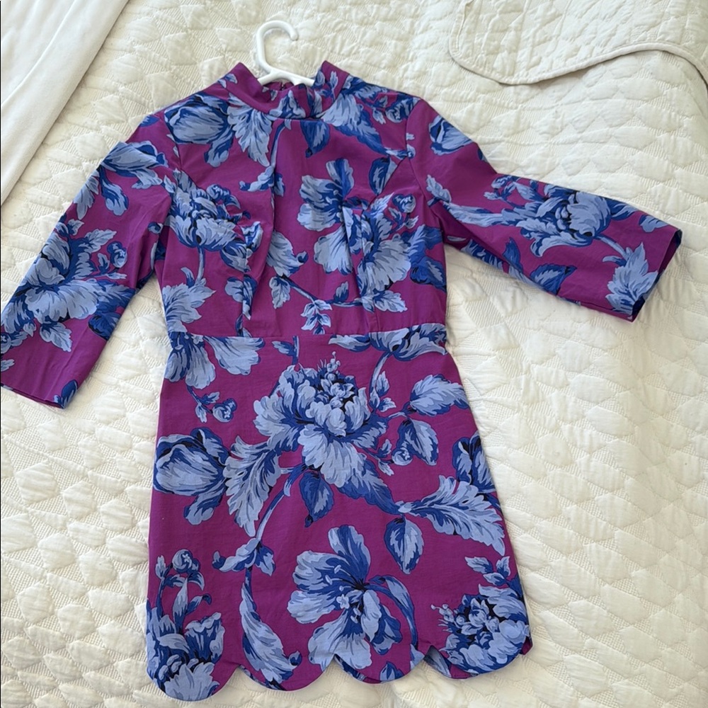 Anthropologie Purple and Pink Maeve Mock-Neck Shift Mini